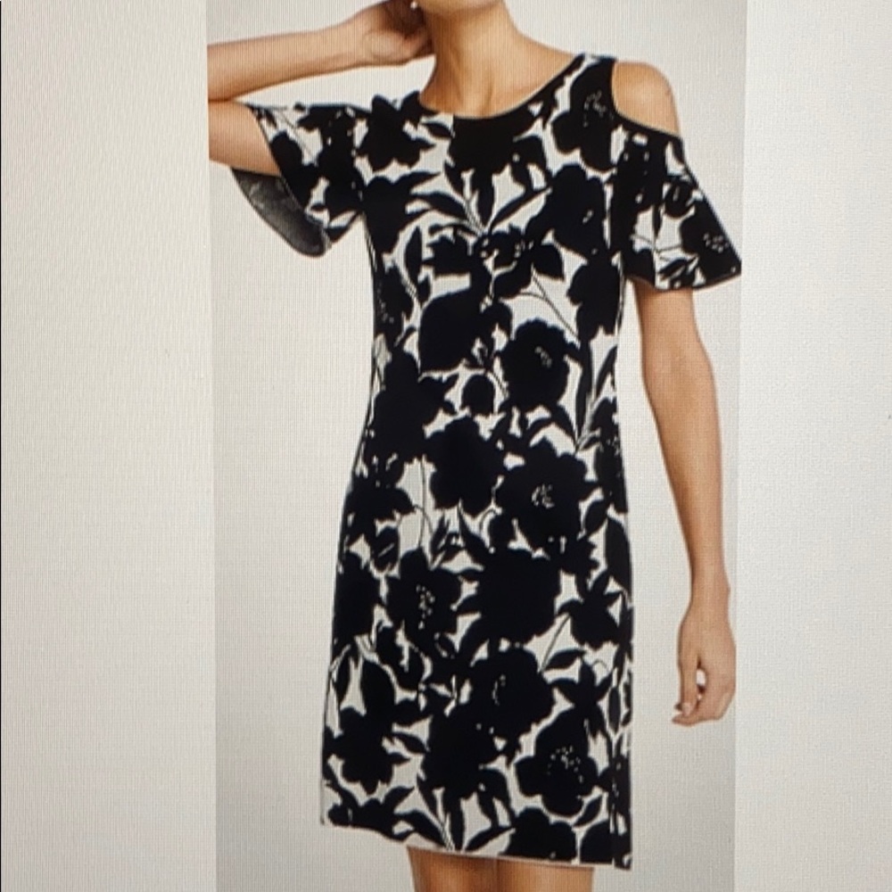 Ann Taylor Black and White Floral Dress